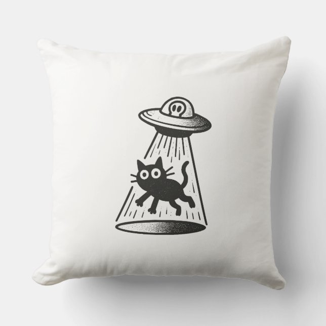 Cat Abduction Throw Pillow (Front)