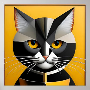 Cat Abstract Geometric Artwork Poster
