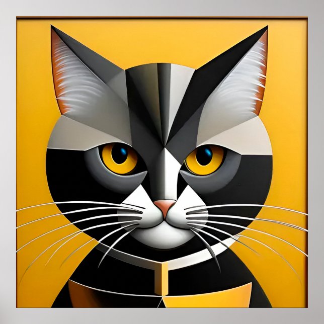 Cat Abstract Geometric Artwork Poster (Front)