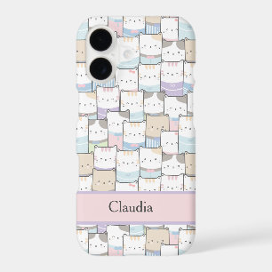 Cat Abstract Your Name Purple Pink Cute