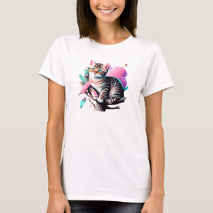 Cat Acrylic Paint Cute T-Shirt