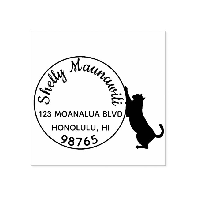 Cat Address Stamp Scratching Cat Personalized (Imprint)