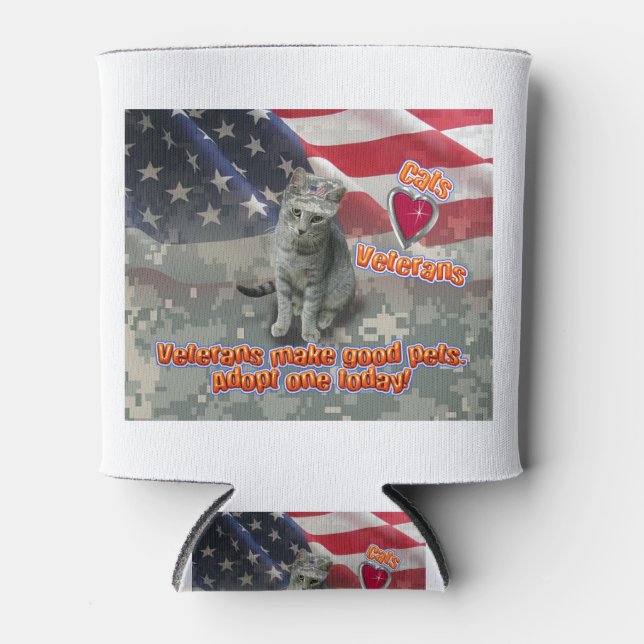 Cat Adopts Veteran for Lifelong Friend Can Cooler (Front)