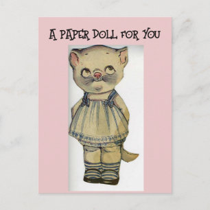 CAT ADORABLE PAPER DOLL VINTAGE CUTE POSTCARD