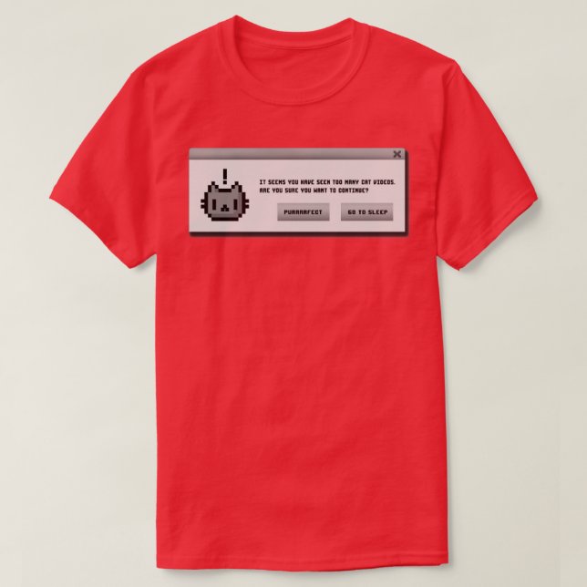 Cat Alert Message Procrastination Kitty Funny Geek T-Shirt (Design Front)