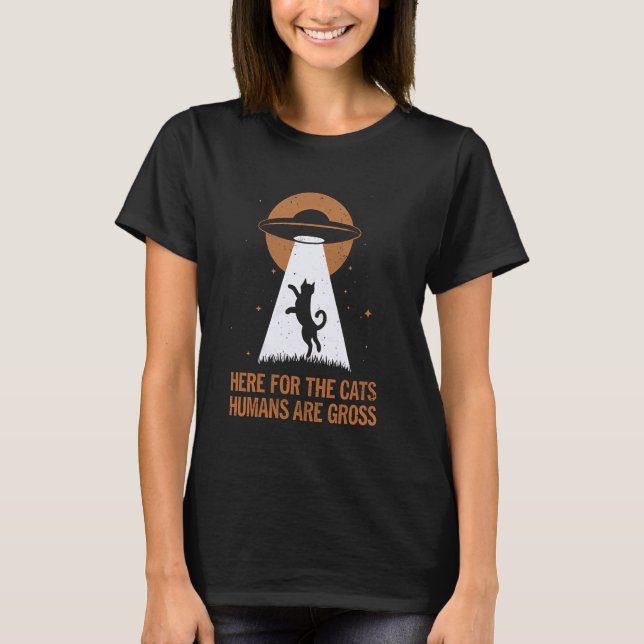 Cat Alien Abduction Funny Cat Lover Sci Fi Space K T-Shirt (Front)