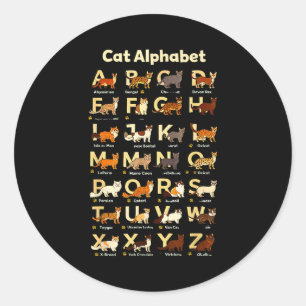 Cat alphabet funny kitten lover teacher vibe classic round sticker