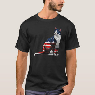 Cat American Flag 4th Of July Cute Patriotic Kitte T-Shirt