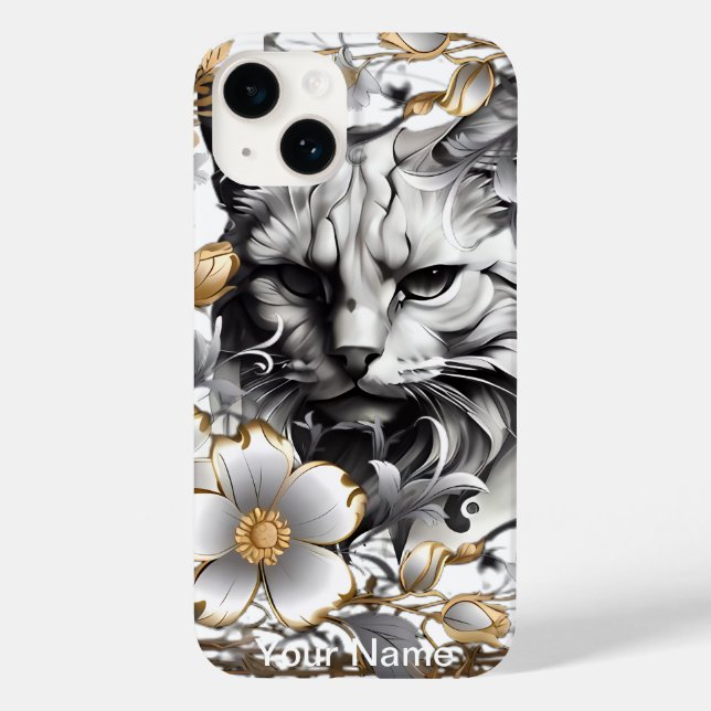 Cat amongst flowers change for your loved portrait Case-Mate iPhone case (Back)