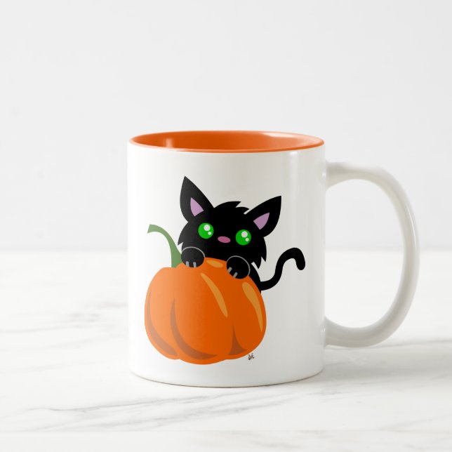 Cat and a Pumpkin Coffee Mug (Right)