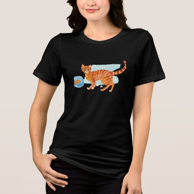 Cat and Aquarium  Tri-Blend Shirt (Front)