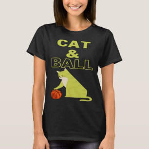 Cat and Ball cat holding a basketball with its paw T-Shirt