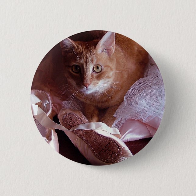 Cat and Ballet Slippers 2 Inch Round Button (Front)