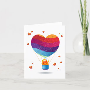 Cat and Ballon of Love Holiday Card