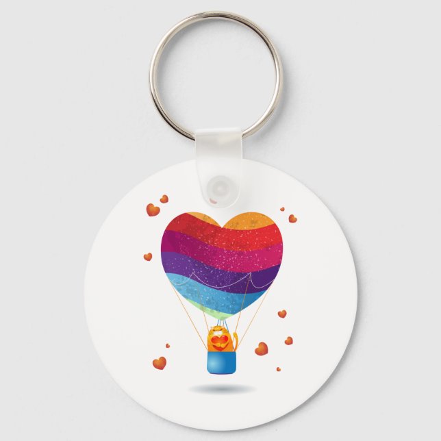 Cat and Ballon of Love  Keychain (Front)