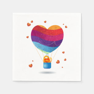 Cat and Ballon of Love Napkin