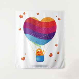 Cat and Ballon of Love Tapestry