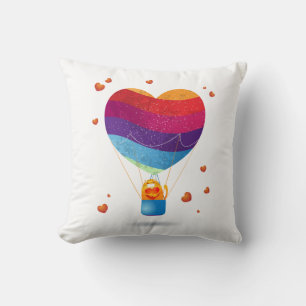 Cat and Ballon of Love Throw Pillow