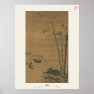 Cat and Bamboo - Classic Chinese Painting Poster