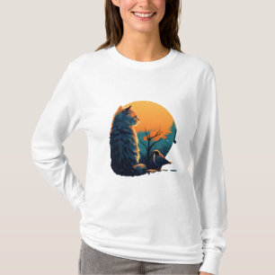 Cat And Bird  T-Shirt