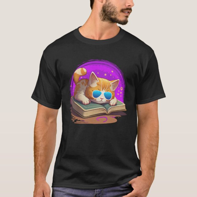 Cat  and Bookworm Book  Books and Cat fans T-Shirt (Front)