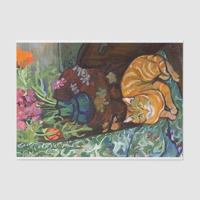 Cat and Bouquet, Suzanne Valadon Tissue Paper (Front)