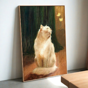 Cat and butterflies – Elegant Vintage wall art