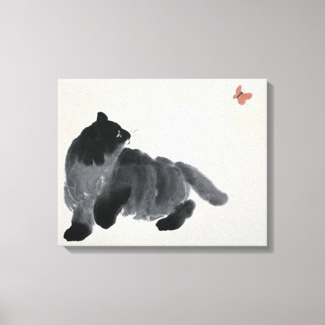 Cat and Butterfly Canvas Print (Front)