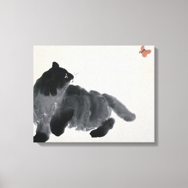 Cat and Butterfly Canvas Print (Front)