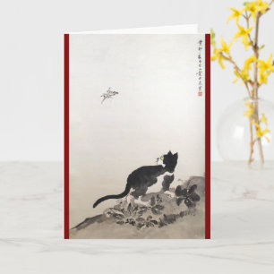 Cat and Butterfly Chinese Painting Card