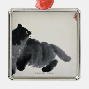 Cat and Butterfly Metal Ornament