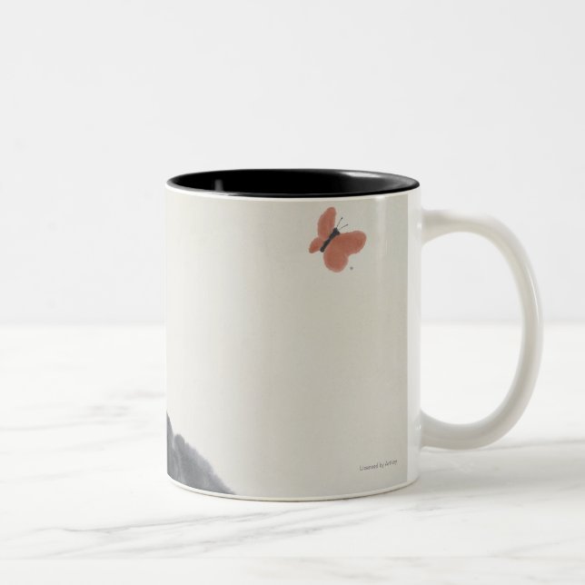 Cat and Butterfly Two-Tone Coffee Mug (Right)