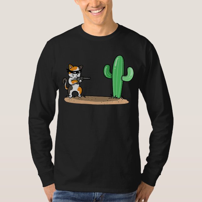 cat and cactus T-Shirt (Front)