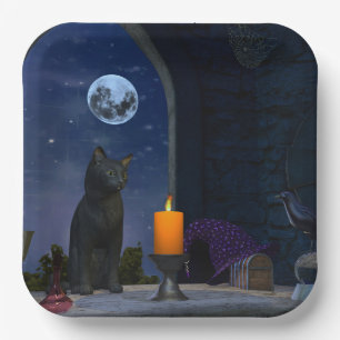 Cat and Candle Paper Plate