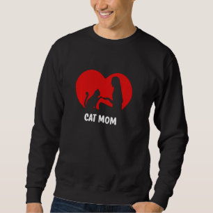 Cat And Cat Owner With Heart Cat Mom Pullover