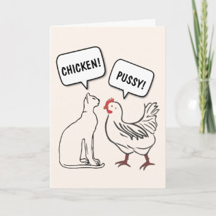CAT AND CHICKEN FUNNY BIRTHDAY GREETING CARD