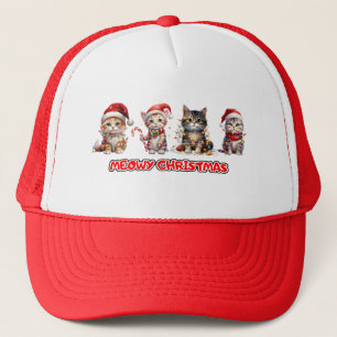 Cat and Christmas Lights Meowy Christmas Trucker Hat