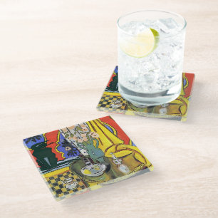 Cat and Coffee  Glass Coaster