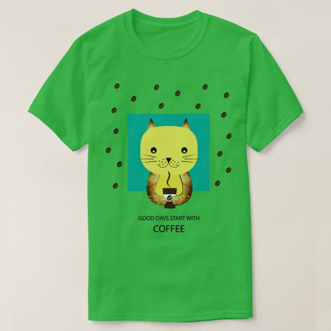 Cat and coffee T-Shirt (Design Front)
