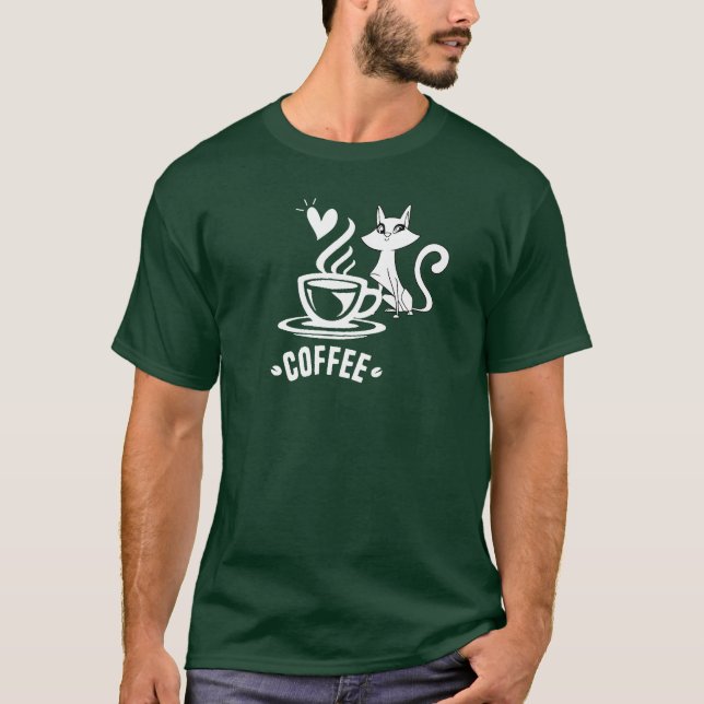 Cat and Coffee T-Shirt (Front)