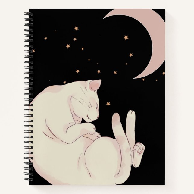 Cat and crescent moon notebook (Front)