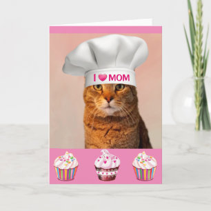 Cat And Cupcakes Mother's Day Holiday Card