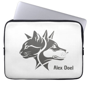 Cat and Dog 2 Sides-Face Laptop Sleeve