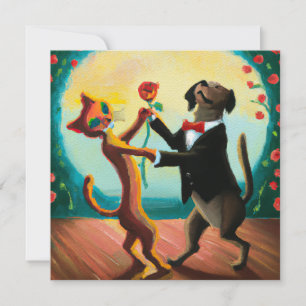 Cat and Dog Dancing Tango in Dance Club, AI Art