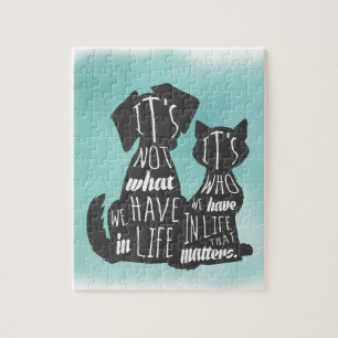 Cat and Dog Friends Best Friend Captions Jigsaw Puzzle