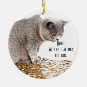 Cat and dog humour ceramic ornament