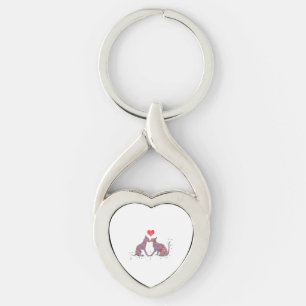 Cat and dog kissing keychain