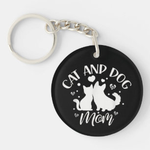 Cat And Dog Mom Girl Lover Dogs Cats Mother Mommy  Keychain