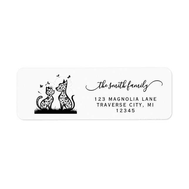 Cat and dog return address labels (Devant)