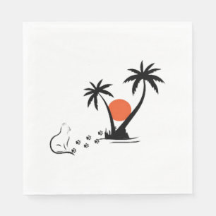 cat and dog watching sunset t-shirt napkin